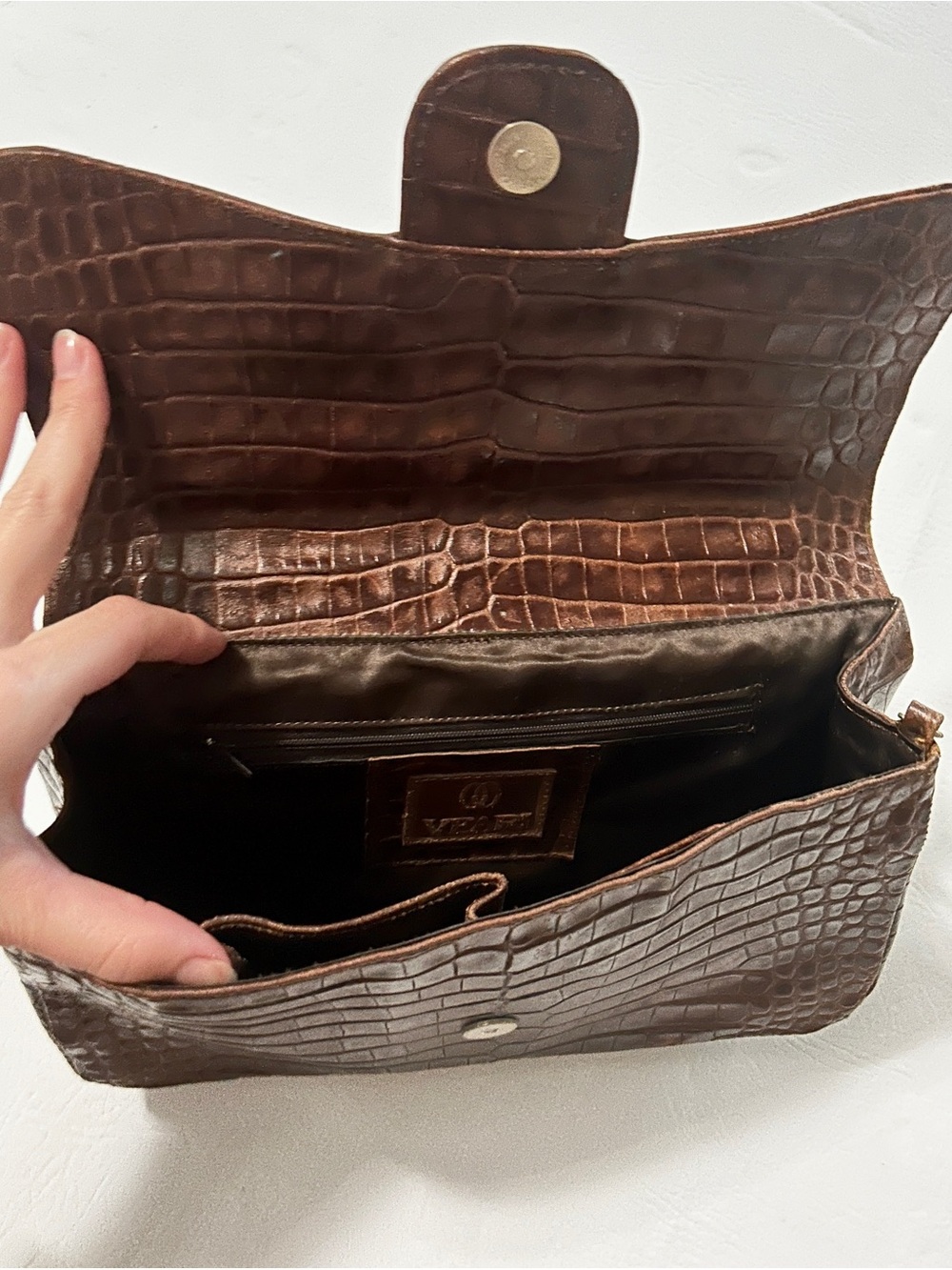 Genuine Veari ALLIGATOR CROCODILE SKIN Brown Purse - Picture 5 of 9